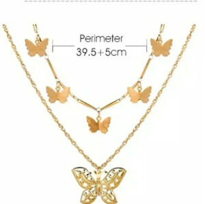 New metal 2 multilayer cross moon pendant necklace